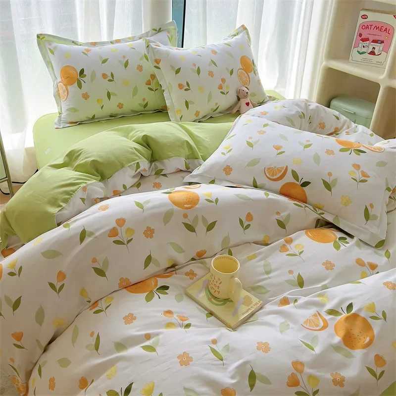Spring Cotton Small Floral Bedding Set Soft Pure Cotton Skin-Friendly Duvet Cover Sets Home Dormitory Bedclothes for Adult Kids H251111-image-1084169577
