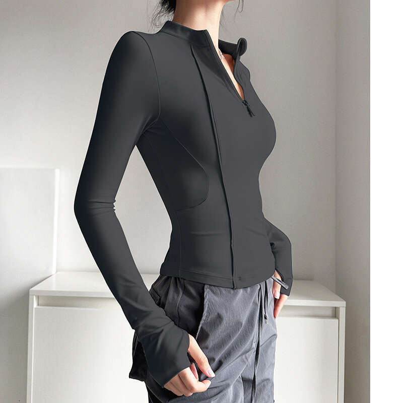 Yoga Shirt High-End Feel Half-Zip Slim Fit Running Long Sleeve Sports Fitness Top Spring Autumn Style