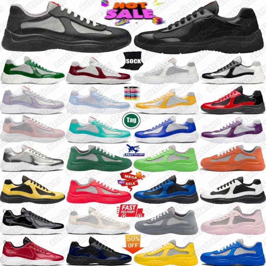 Designer Americas Cup Chaussures Baskets America Collapse Baskets en cuir brossé Tissu de vélo Daim Vanille Anthracite Vert Baskets Hommes Femmes