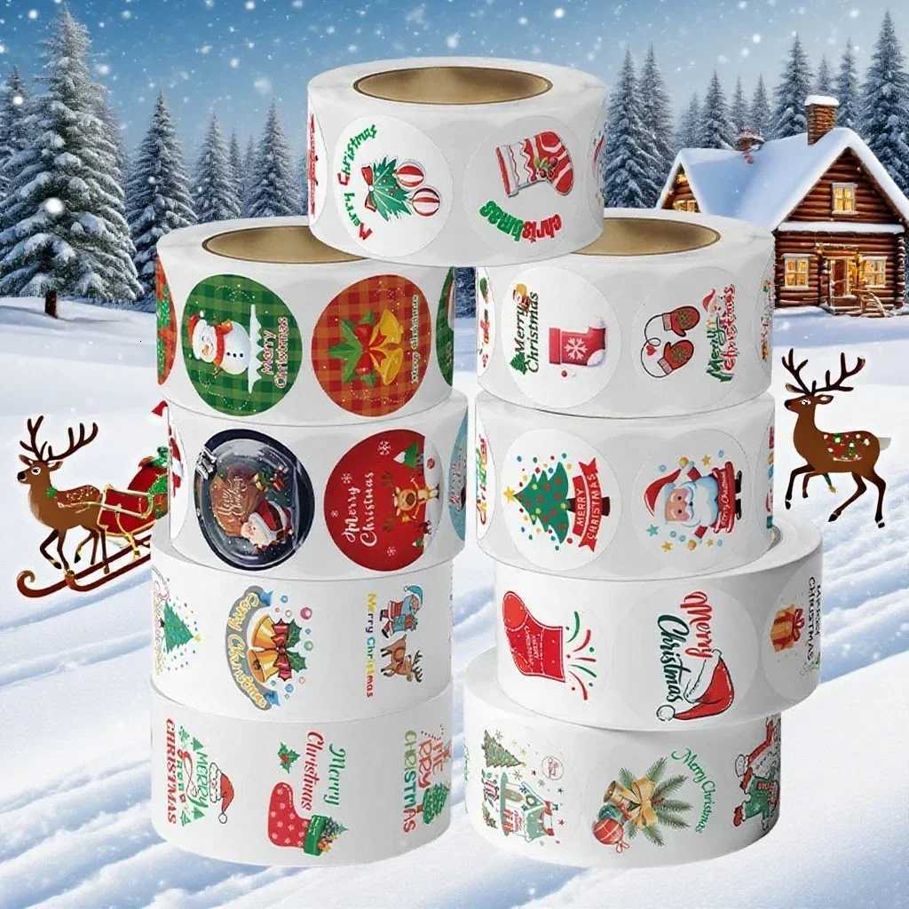 500PCS Merry Christmas Stickers Xmas Party Seal Labels for DIY Gifts Baking Packages Envelopes Stationery DecorationM251111-image-1084134366