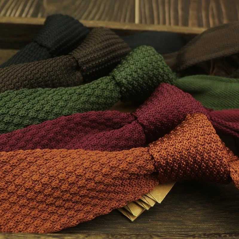 New Style Gradient Fashion Mens Solid Colourful Tie Knitted Ties Necktie Normal Slim Classic Woven Cravate Narrow NecktiesW251111-image-1084176226