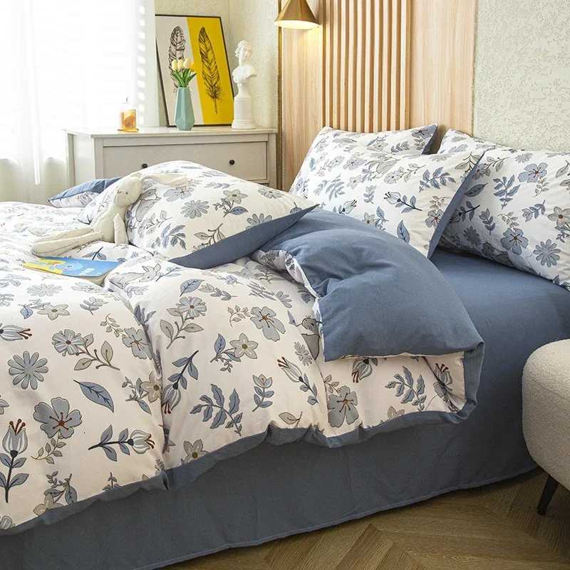 1pc Flower Printed Duvet Cover Washed Cotton housse de couette Single/Queen/King funda nordica cama 90without case H251111-image-1084147638