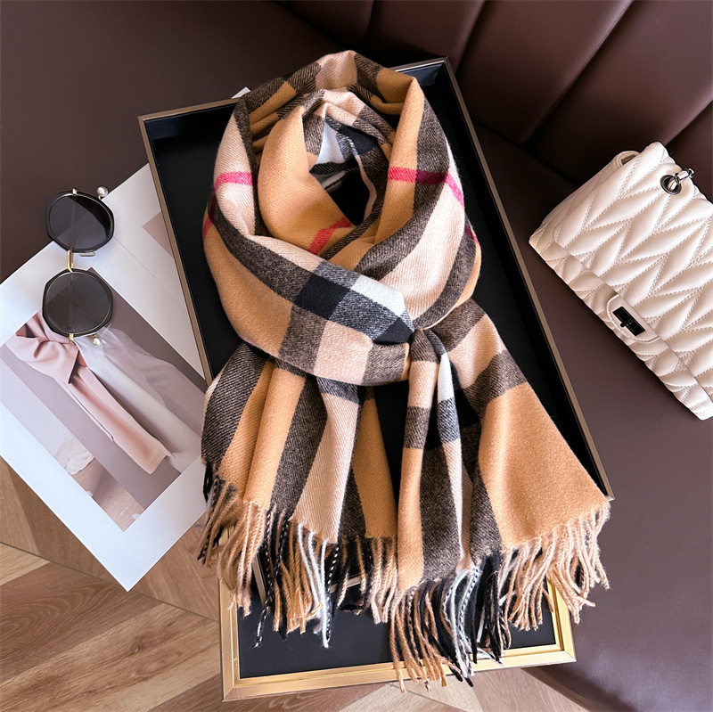 200x68cm Stripes Long Scarves Elegant Ladies' Pashmina Autumn & Winter Thick Warmth Double Sided Tassel The Horse Shawl Coldproof Windproof