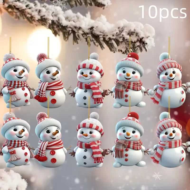 10 Christmas car rearview mirror pendants snowman acrylic decorative car pendants tree hanging decorationsM251111-image-1084134685