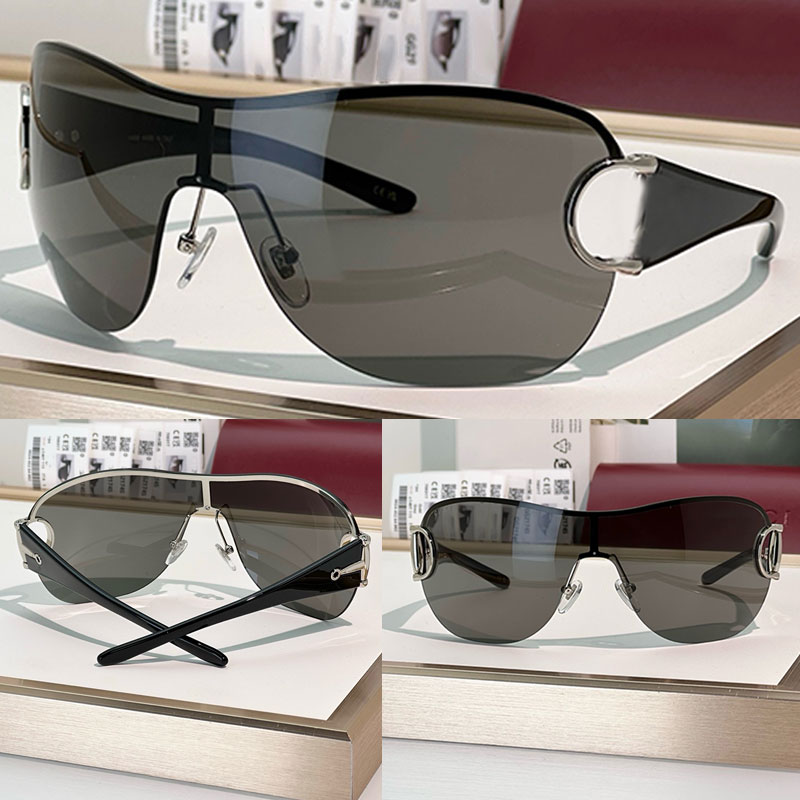Lunettes de soleil oversize mode verres courbe sans monture Femme rétro masque luxe voyage design motifs personnalisés branches avec étui