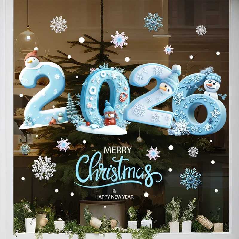 2026 Christmas Window Stickers Santa Claus Xmas Cartoon Glass Decal Merry Christmas New Year Holiday Decorations for HomeM251111-image-1084134109