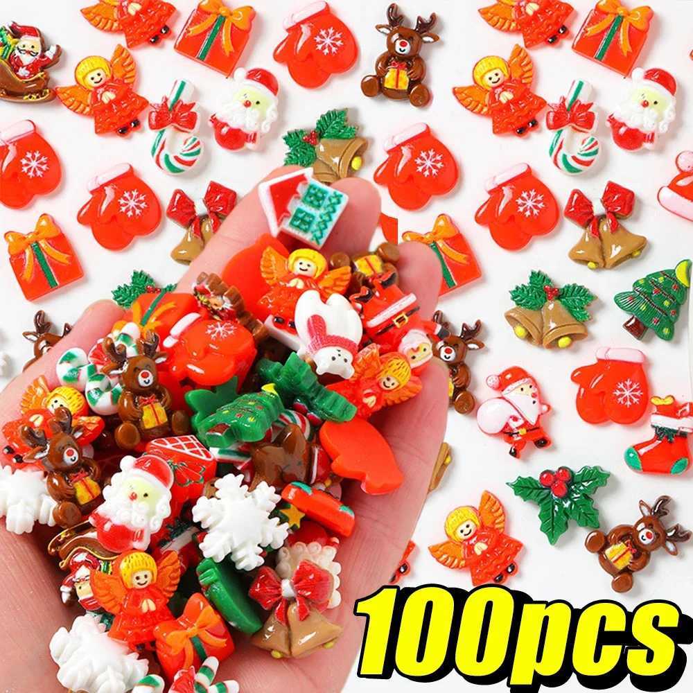 Cute Small Christmas DIY Ornament Xmas Santa Tree Bell Mixed Style Decoration for Hand Crafts Phone Case Hairpin AccessoriesM251111-image-1084133295