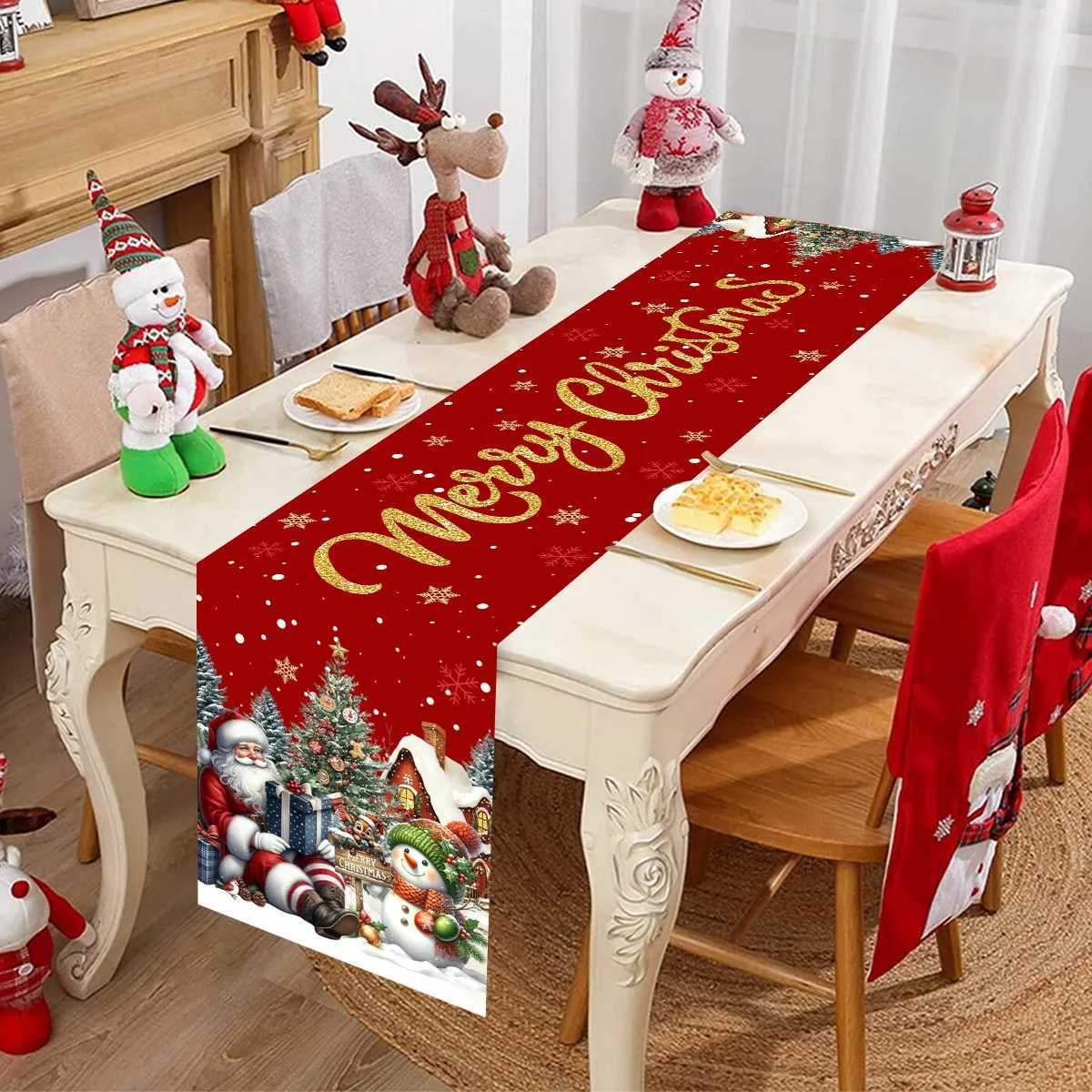 Red Christmas Santa Snowman Table Runner Christmas Decorations for Home 2025 Xmas Table Decor Navidad Noel New Year 2026 GiftsM251111-image-1084132598