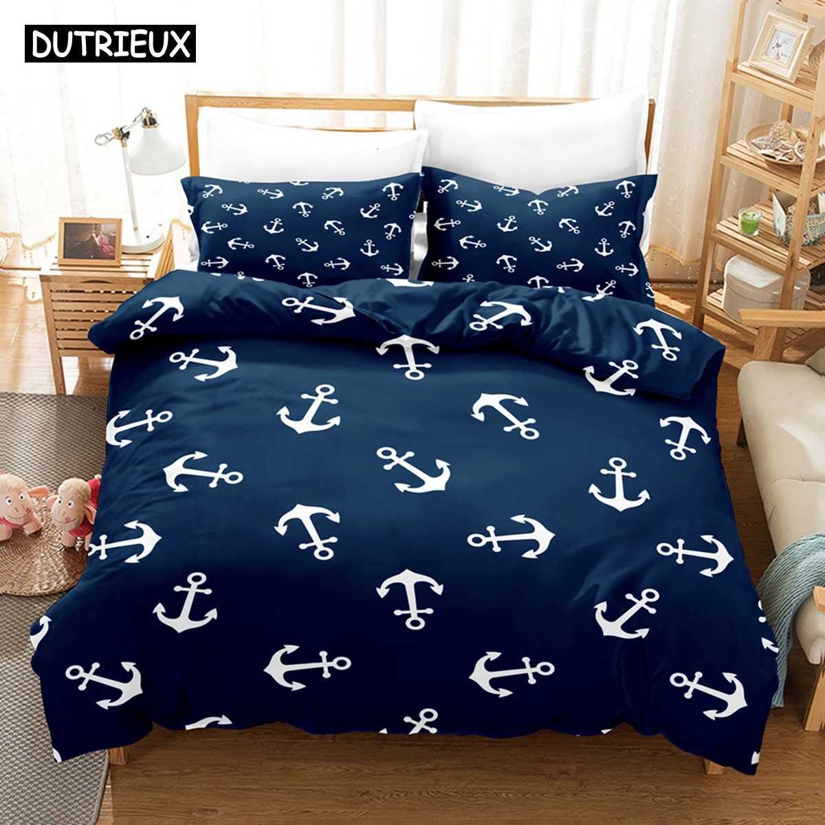 Nautical Ocean Bedding Sets 2022 Ocean Spirit Duvet Cover Bedding Set King Queen Bed Linen With case Bedclothes H251111-image-1084169617