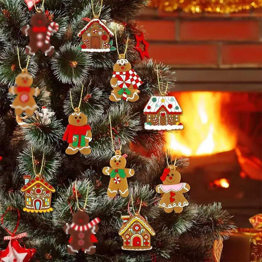 16/32pcs Christmas Gingerbread Man Hanging Ornaments-Classic Wooden Holiday Xmas Decoration for Trees Rooms and KitchenM251111-image-1084133539