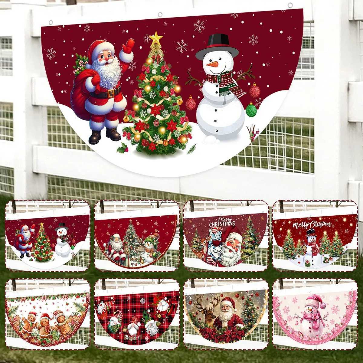 Christmas Fan-shaped Flag Outdoor Banner Christmas Decoration for Home 2025 Navidad Natal Gifts New Year 2026 Xmas Hanging FlagM251111-image-1084134288