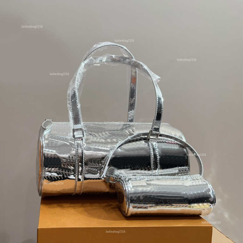 Evening Bags Composite Cylindrical Bag Women Papillon Shoulder Bags Fashion Letters Patent Leather Zipper Closure Designer Handbags Purse Two Piece