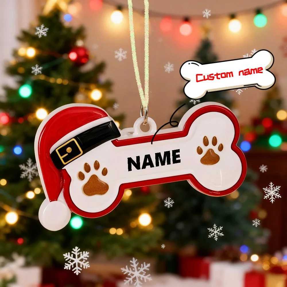 1pc Customized Christmas Resin Bone Dog Name Tag DIY Pendants for Tree Ornament-Pet Name Tag Personalized Holiday Party GiftsM251111-image-1084134221
