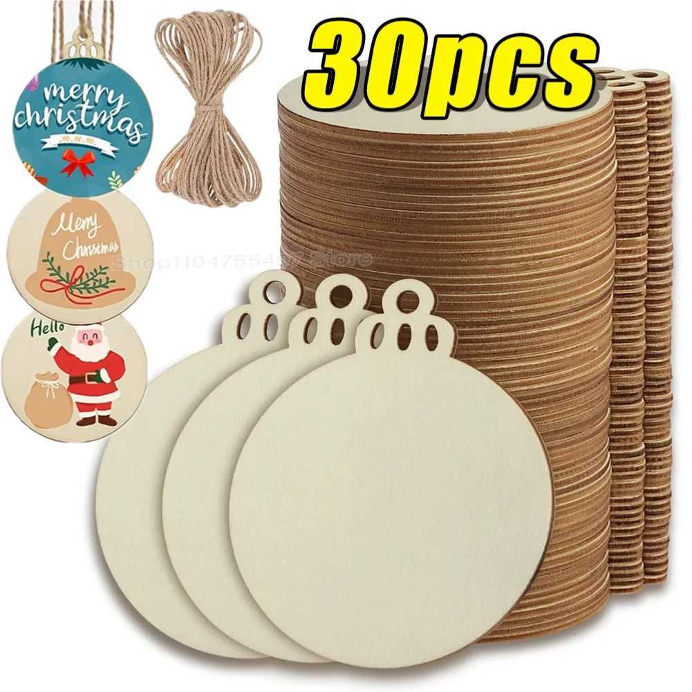DIY Wooden Christmas Ball Decoration Round Blank Wood Slices Paint Ornament Xmas Tree Hang Pendant Craft Home Decor Baubles TagM251111-image-1084134970
