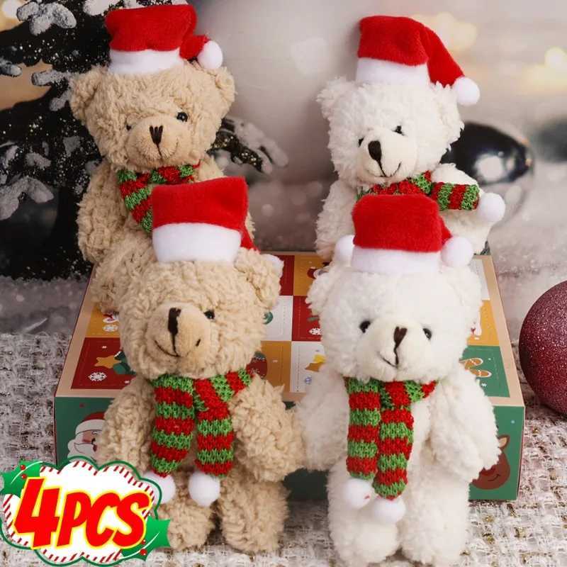 4/1PCS Christmas Plush Bear Doll with Hat Scarf Cute Stuffed Bear Hanging Ornaments Christmas Happy New Year Kawaii Gift DecorM251111-image-1084131783