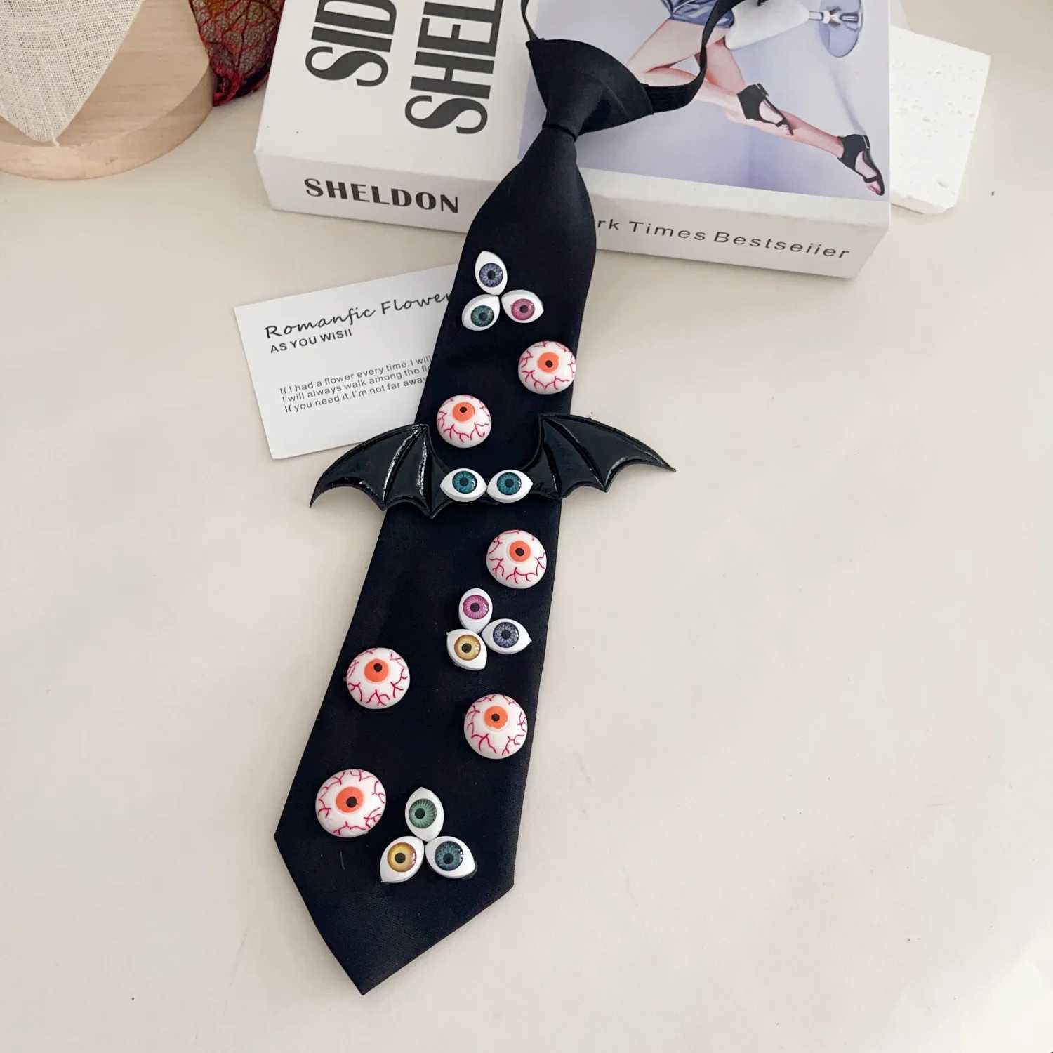 1 Tie Womens Horror Halloween Accessories Bloody Eyeball Bat Gothic Accessories Blood Splatter Design Party Cosplay GiftW251111-image-1084176106