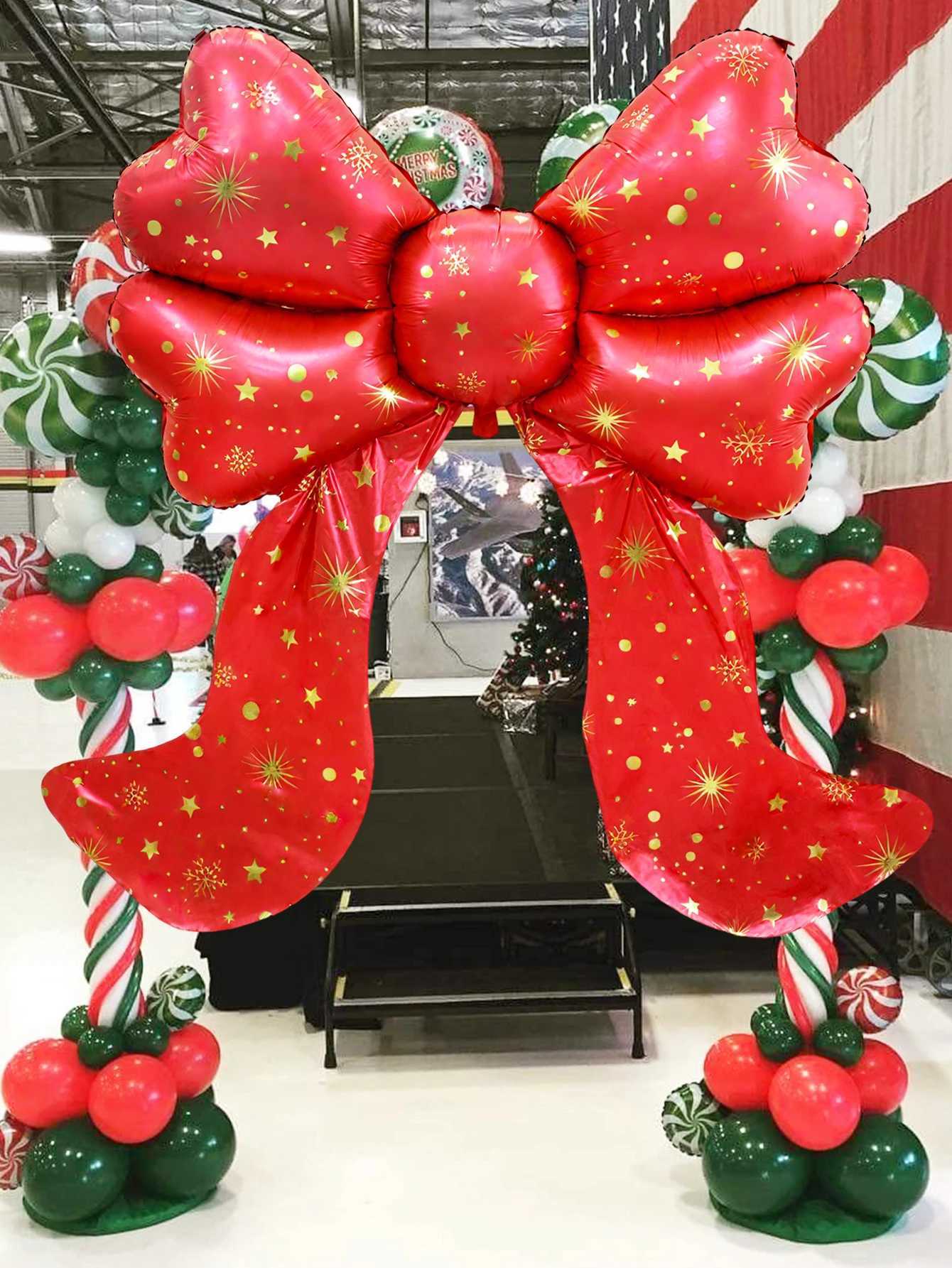 Christmas 1pc red bow aluminum foil balloon bow decoration princess birthday party decoration Christmas theme party New Year decoration Y251111-image-1084087565