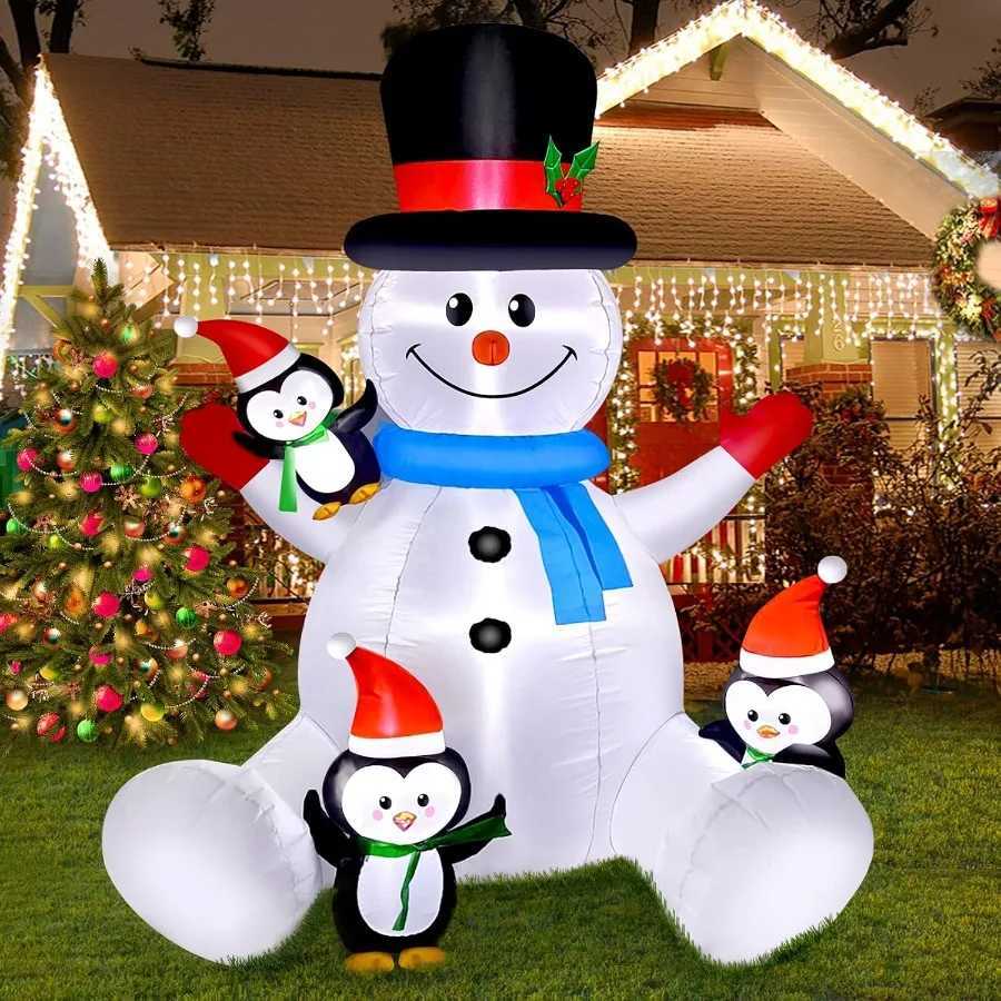 Christmas 6 FT Christmas Snowman Penguin Inflatable Blow Ups Outdoor Christmas Decorations with LED Lights for Indoor Outdoor Yards Garde Y251111-image-1084091404