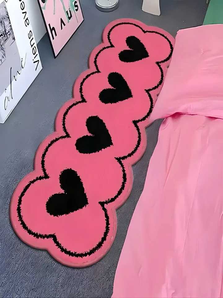 Designer VIKAMA Cute Bath Mat Runner Heart Pink Bath Rug Water Absorption Non Slip Mat Soft Machine Wash Rug Mat for Bedroom BathroomXJ251111 K26-image-1094586896