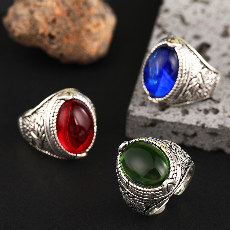 Pure 925 Sterling Silver 2 Stones Garnet Ring Vintage Jewelry Gothic Tear Drop Wedding Anniversary Female Gift For Wife R 250812
