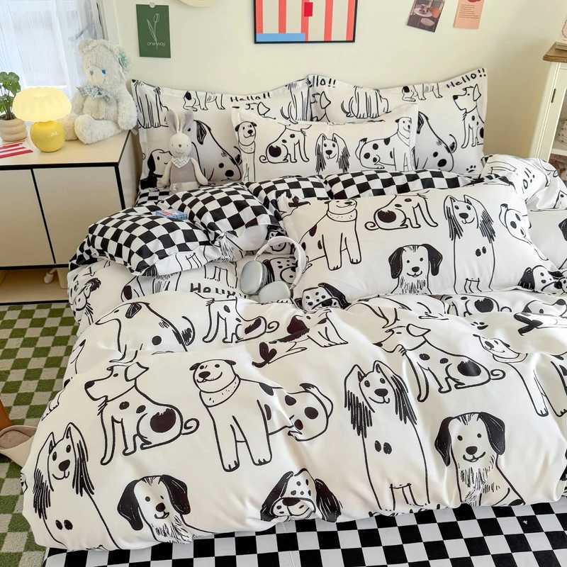 Pet Dog Printed Bedding Set for Kids Cartoon Style Cute Puppy Design Bed Sheet Set Single/Queen/King Duvet Cover Sets for Beds H251111-image-1084148069