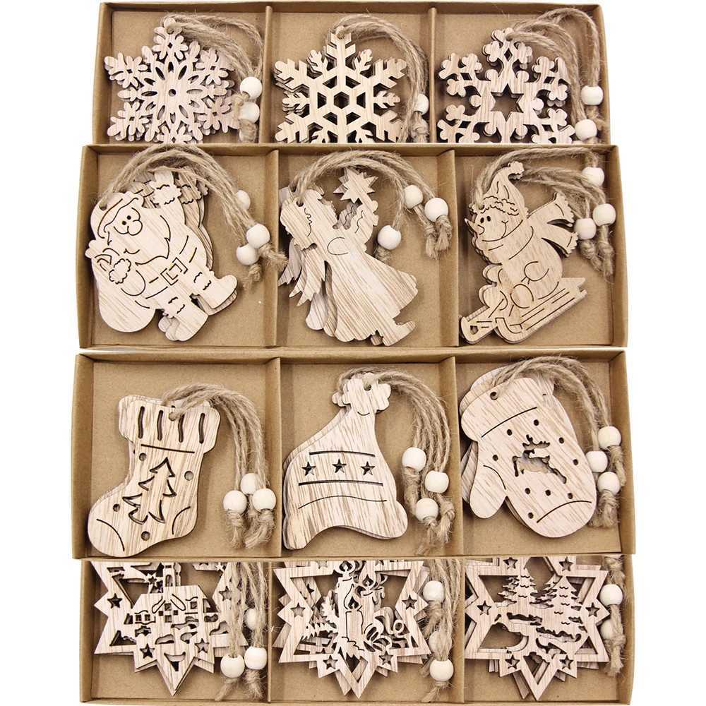 12PCS/Box Vintage Christmas Wooden Pendants Carton Santa/Snowman/Tree Ornaments for Christmas Tree Hanging Decoration DIY GiftsM251111-image-1084131518