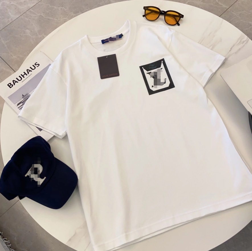 Casual Cartoon Letter printed Men women designer t shirt pure cotton casual short sleeve T shirt Graphic Tee Summer Sport Breathable tops tees Plus