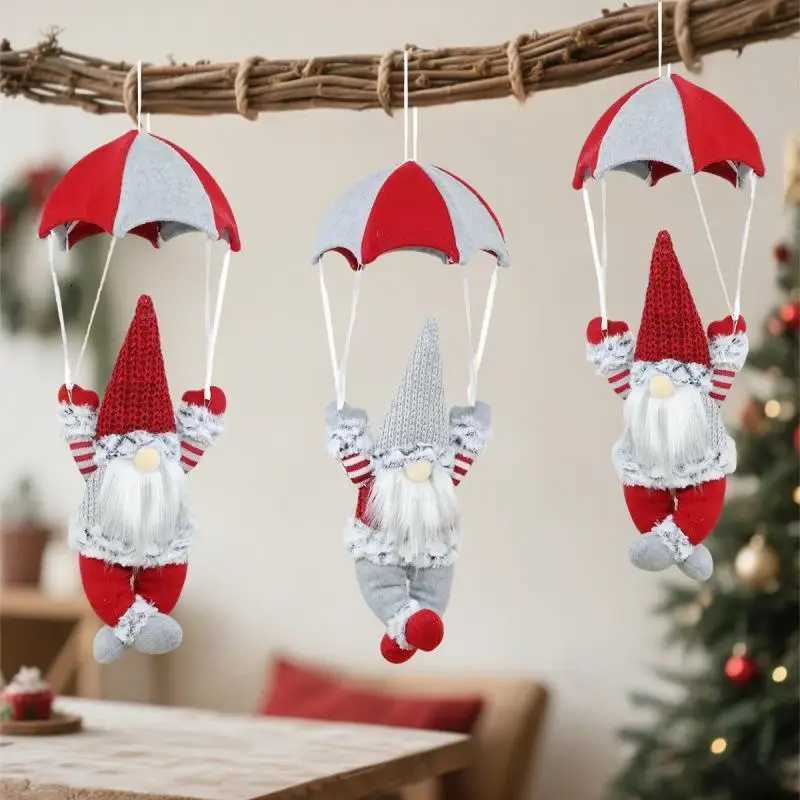 Christmas Scene Decorations Christmas White Beard Parachuting Elderly Parachuting Christmas Window Display Hanging Pendants GiftM251111-image-1084134520