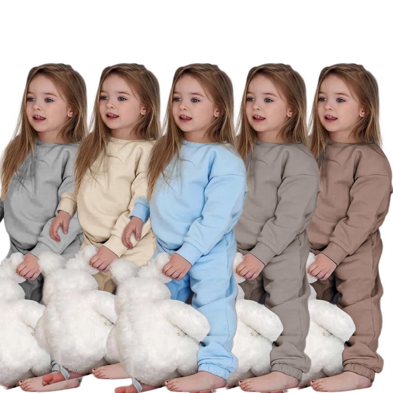 K655 Little Girl Boy Winter Autumn Outfits Kids Long Sleeve Tops Sweatshirts Sweatpants 2Pcs Children Tracksuit Clothing Set-image-1084123192