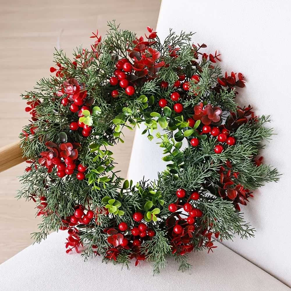 40x40cm Christmas Wreath Fashion Winter Berry Wreath Front Door Christmas Wreath Red Berry Xmas Decoration for Window Wall DecorM251111-image-1084131016