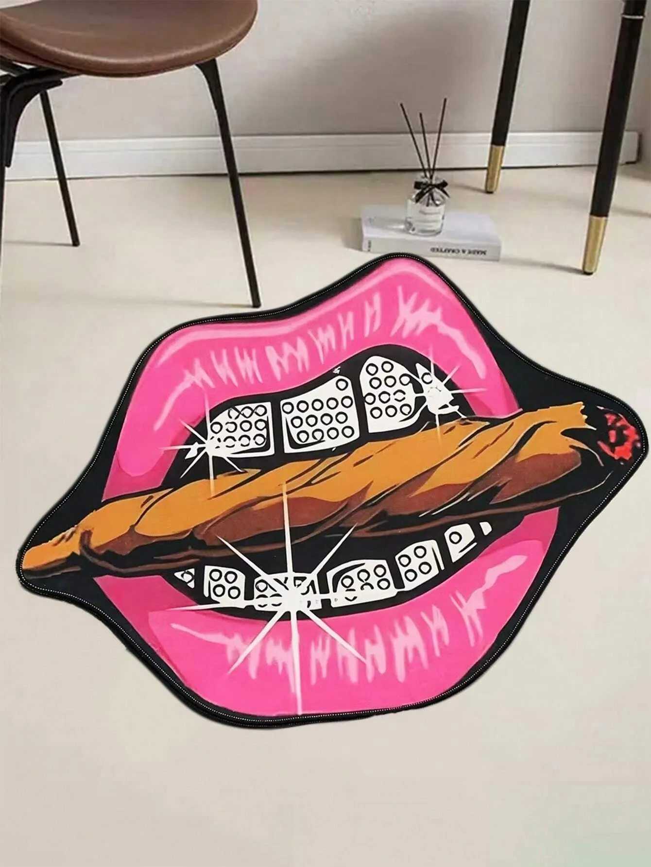 Designer VIKAMA Creative Pink Lip Carpet Durable and Wear-Resistant Home Decor Bedside Rug Bedroom Entrance Doormat Home Decor CarpetXJ251111 K26-image-1094589357