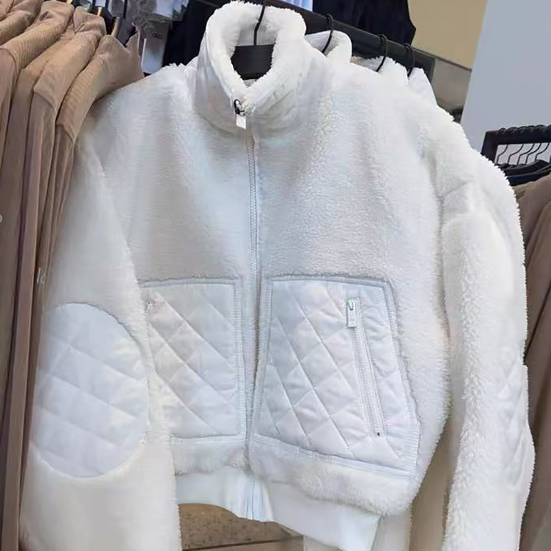 New Womens Jackets Autumn And Winter Brown Lambhair Hooded Short Coat Thick And Warm Sporty And Casual Stand Up Collar Zipper Jacket Patchwork Pu