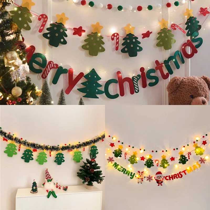 Merry Christmas Decorations Hanging Flag New Year 2026 Xmas Hanging Bunting Flag DIY Festival Decoration Party Supplies NavidadM251111-image-1084133890