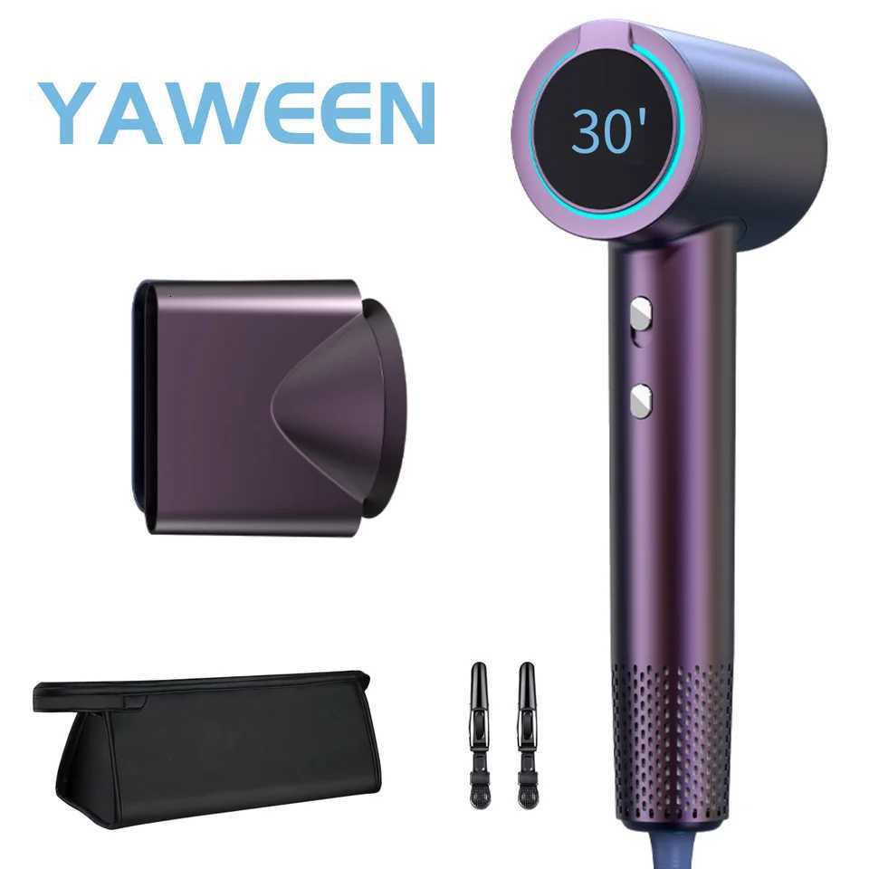 YAWEEN Negative Ion 110000RPM High-Speed Hair Dryer Professional Hair Dryer Low Noise LED Light Temperature Display Fast Drying H251111-image-1084142198
