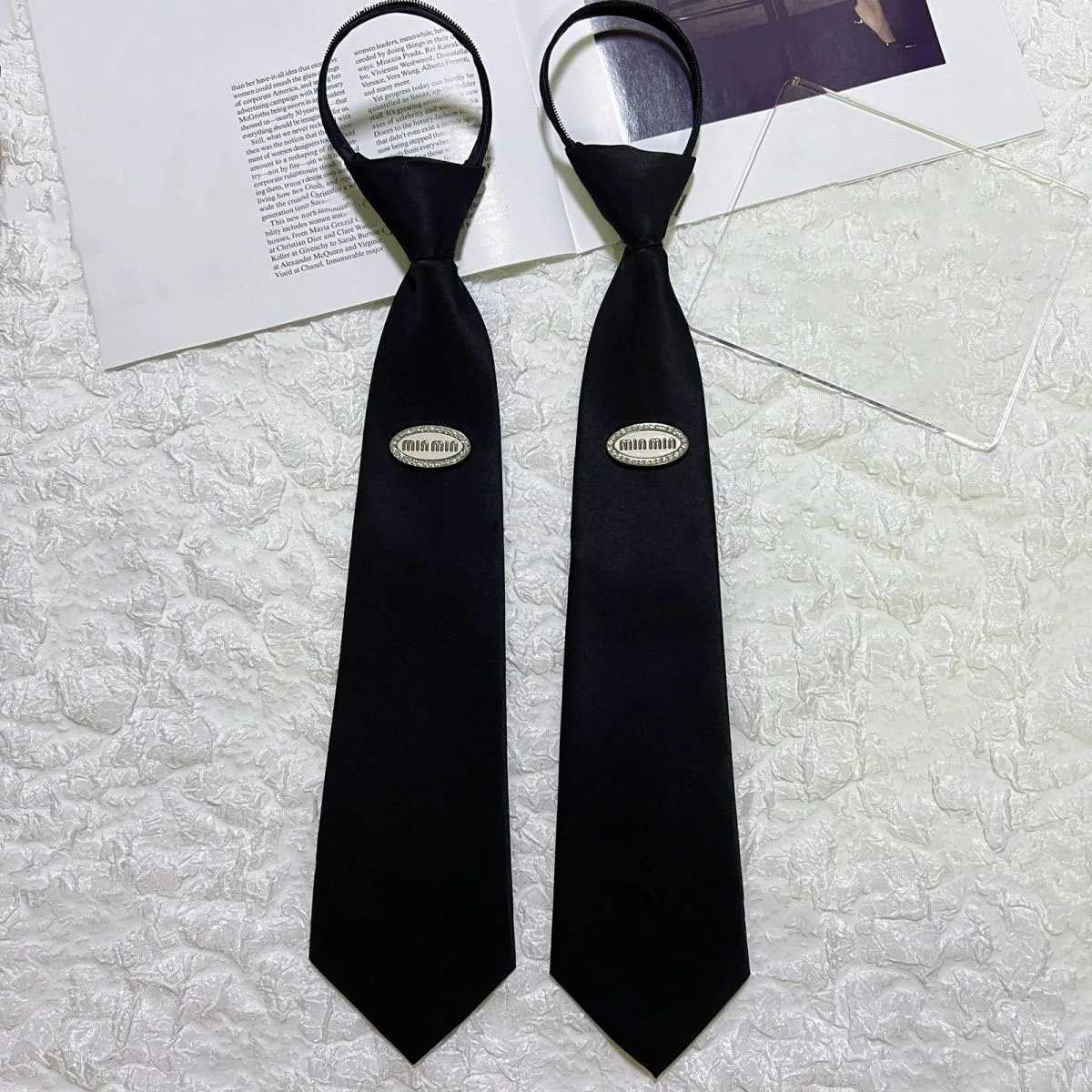 Elegant Solid Color Bow Tie for Women Men Adjustable Preppy Necktie with Crystal Letter Oval Decor Minimalist Unisex Fashion GifW251111-image-1084176134