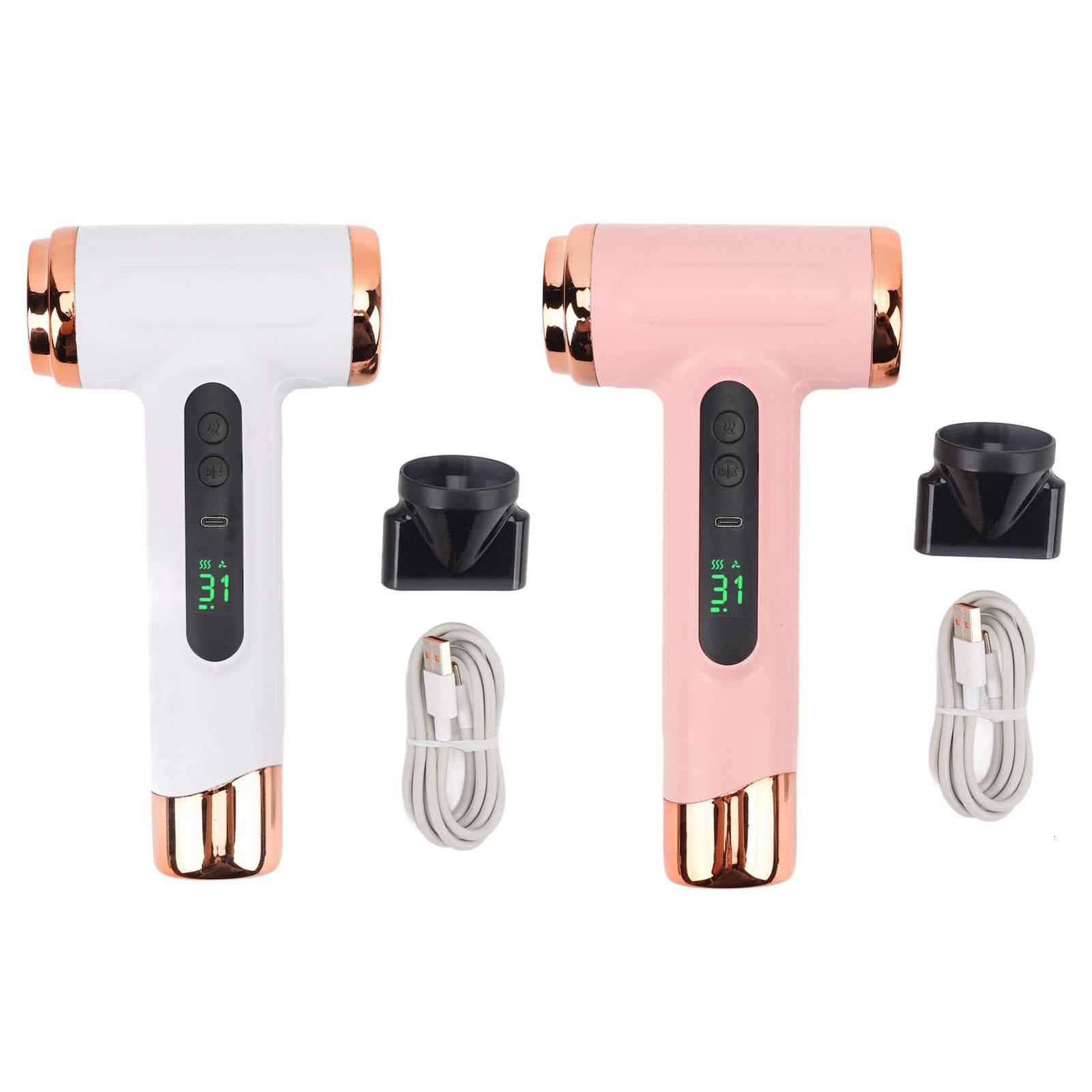 Hot and Cold Air Hair Dryer Mti Modes 15000mAh Lightweight Ergonic Grip Cordless Hair Dryer 200W with Nozzle for He H251111-image-1084141606