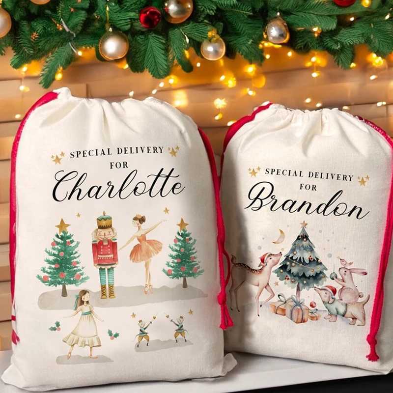 Personalised Christmas Gift Bag Nutcracker Ballerina Reindeer Gift Bag for Kids Special Delivery Christmas Santa Sack with NameM251111-image-1084134300
