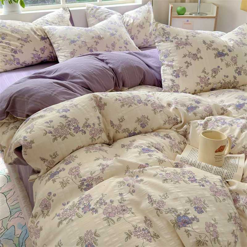 Washed Cotton Bedding Comforter Set case bed sheet Single Full Size Bed Linen Duvet Cover Set Queen/King Double Size H251111-image-1084143532