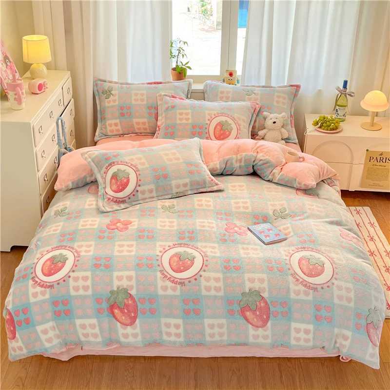 Winter 1pc Super Warm Duvet Cover Cartoon Printed Single/Queen/King Flannel Fleece housse de couette 220x240 no case H251111-image-1084143590