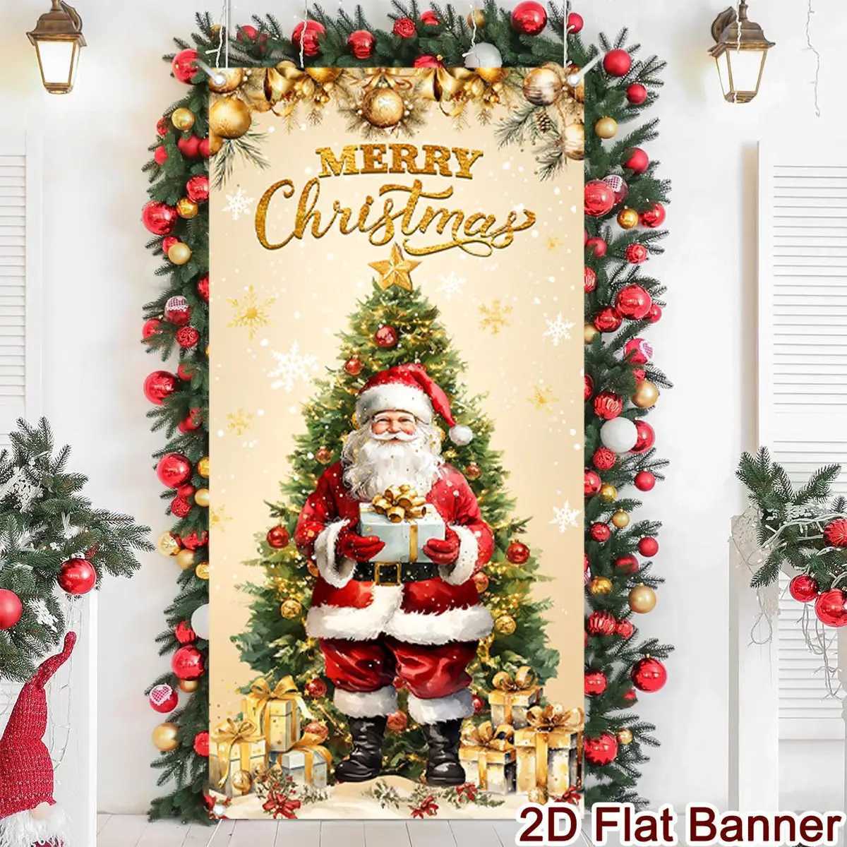 Gold Christmas Porch Door Banner Christmas Decoration For Home 2025 Xmas Flag Hanging Ornament Navidad Noel Gifts New Year 2026M251111-image-1084131237