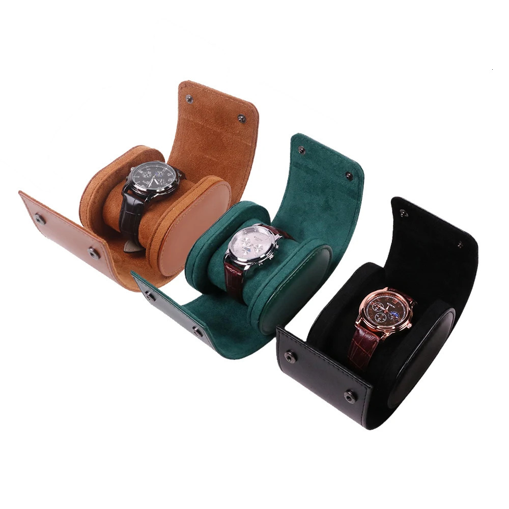 Wholesale PU Leather Portable Single Watch Travel Roll Organizer Packing Leatherette Storage Case Box Packaging 251110