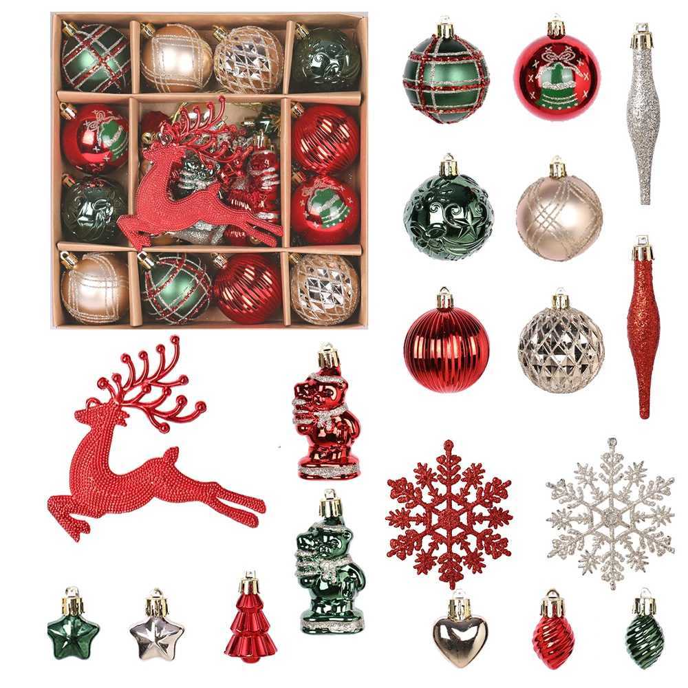 Champagne Gold Christmas Ball Set Luxury Xmas Balls with Snowflakes and Reindeer Christmas Tree Ornaments for Xmas Party decorM251111-image-1084134911