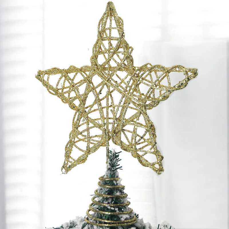 1 Pcs/bag 2620cm Christmas Decoration Vine Circle Five Pointed Star Christmas Tree Top Decoration New Year Party Supplies DIYM251111-image-1084132843