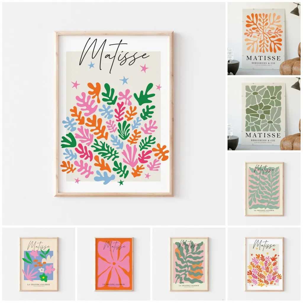 Modern Abstract Art Wall Prints Matisse Exhibition Poster Colorf Flowers Leaves Canvas Painting Dorm Living Ro Decor H251112-image-1084308651