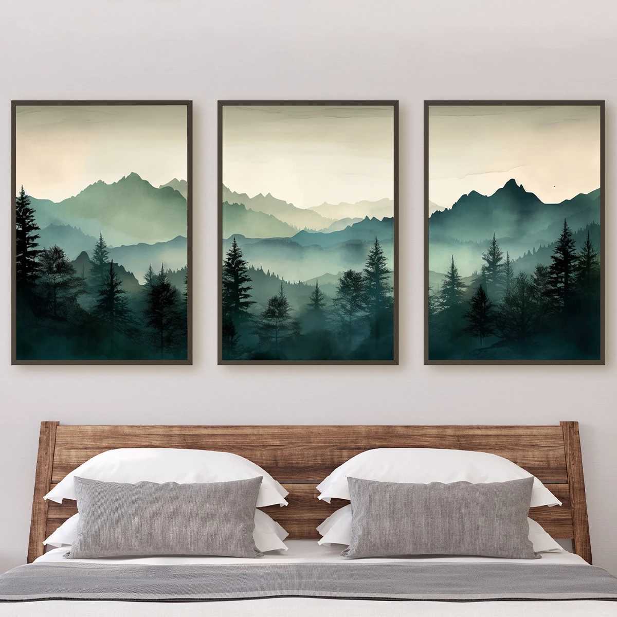 3pcs/set Abstract Sage Green Mountains Wall Art Print Poster Modern Watercolor Nature Landscape Canvas Painting He Decor H251112-image-1084308242