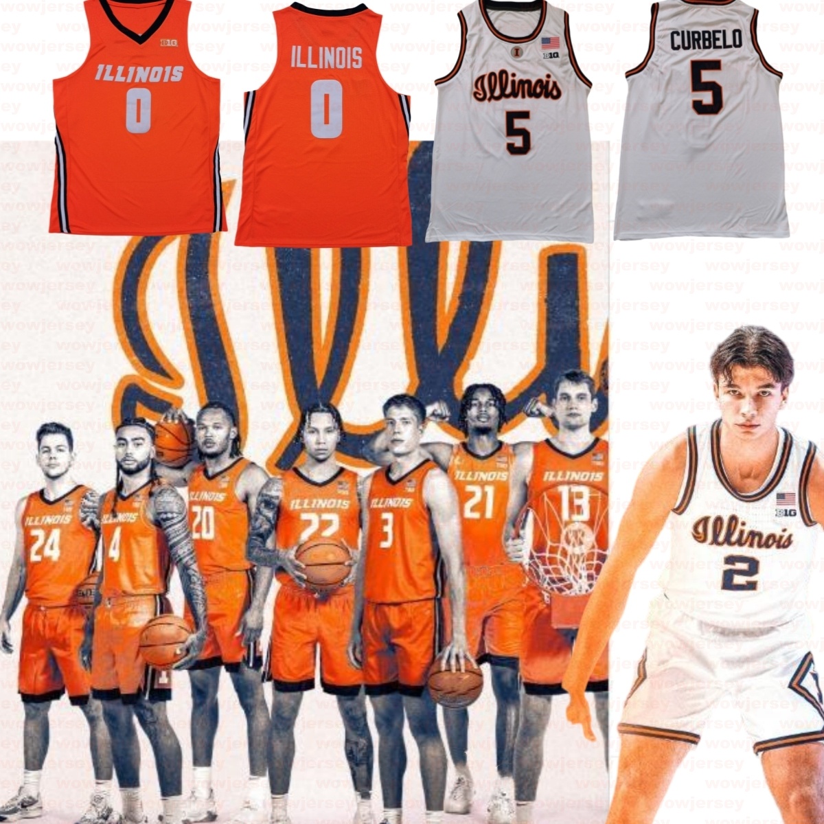 2025-26 Illinois # 2 Andrej Stojakovic Maillot de basket-ball Kylan Boswell Ben Humrichous Tomislav Ivisic Mihailo Petrovic Jake Davis Blake Fagb