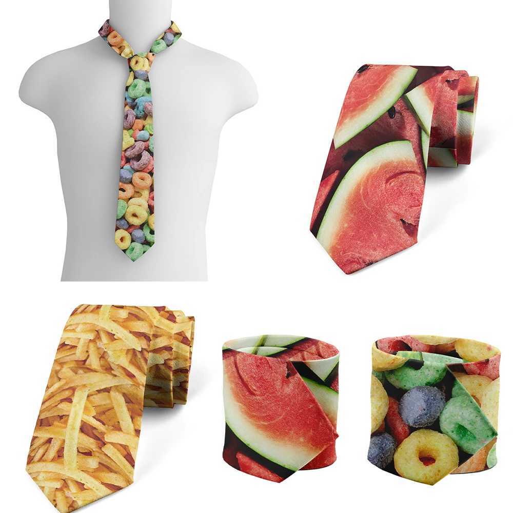 New fashion food tie mens 3D printing French fries candy watermelon pattern creative casual business tie suitable for neutralW251111-image-1084212547