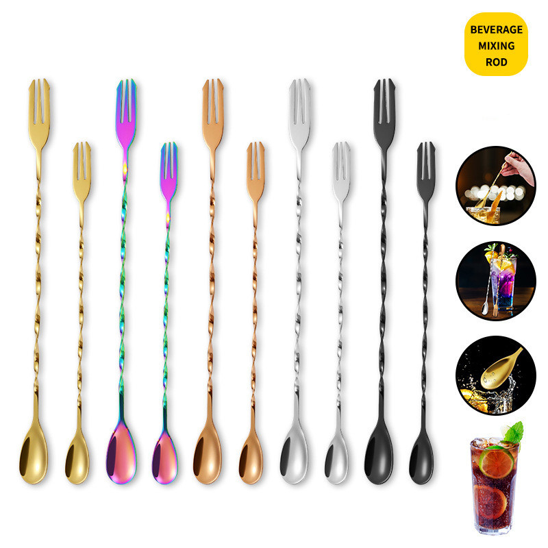 Cocktail Spoon Stainless Steel Mix Spoon with Long Handle-image-409388152