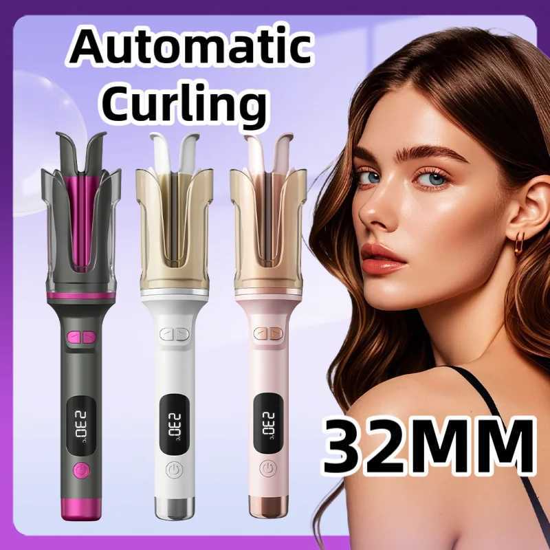 Autatic Curling Iron 32MM Double Slot Negative Ion Portable Hair Curler Constant Temperature Anti Hot Styler for Travel H251112-image-1084300616