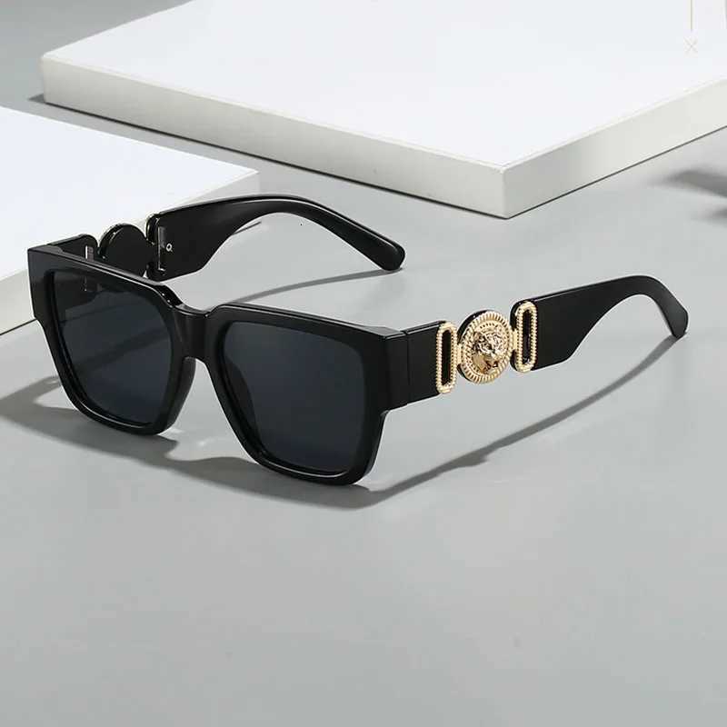 Classic Vintage y2k Oversized Square Sunglasses Women For Men Luxury Brand Designer Sun Glasses Punk Popular Metal Lion Shades H260615